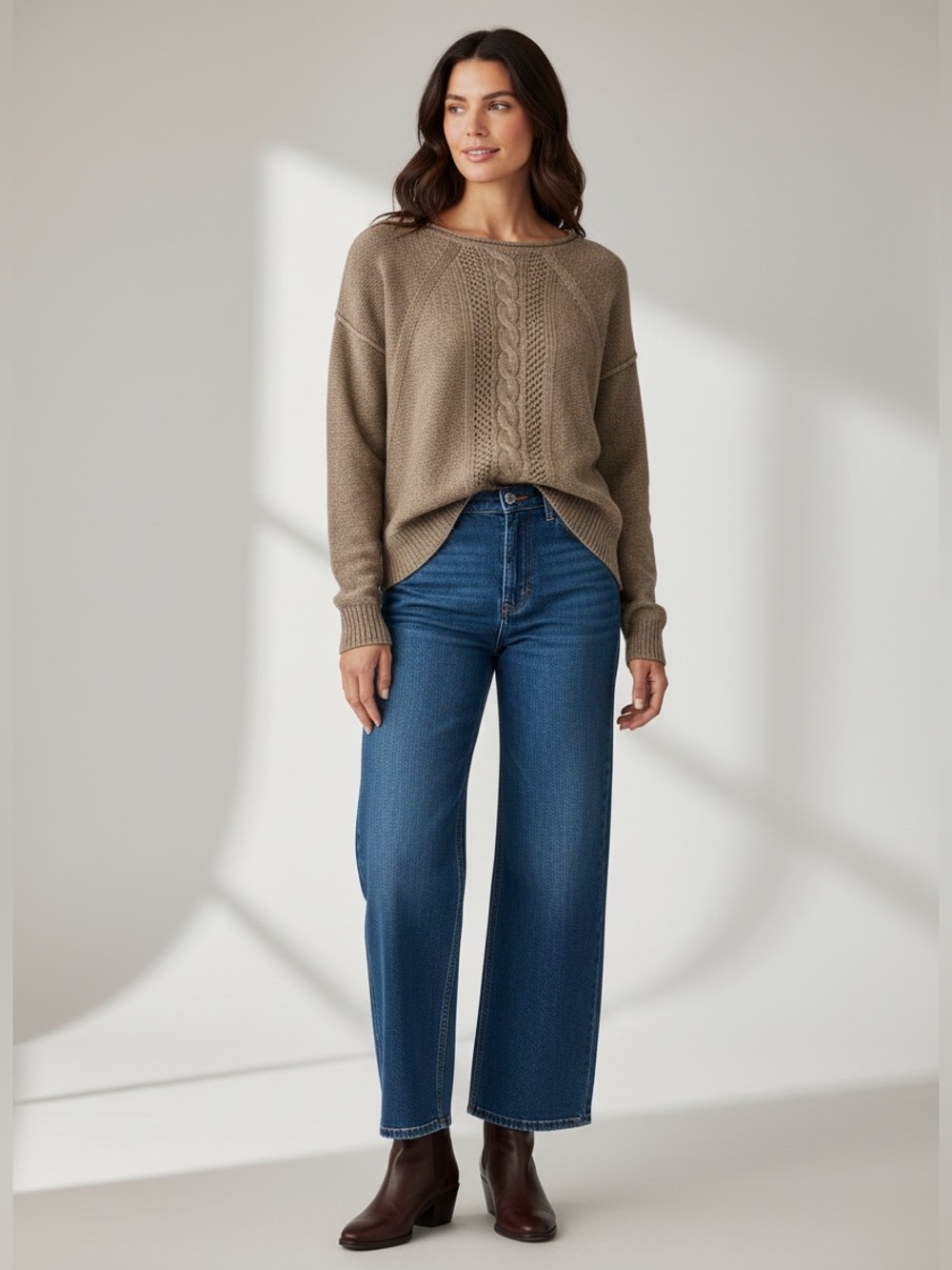 360 Cashmere 100% Cashmere Tan Knit Sweater